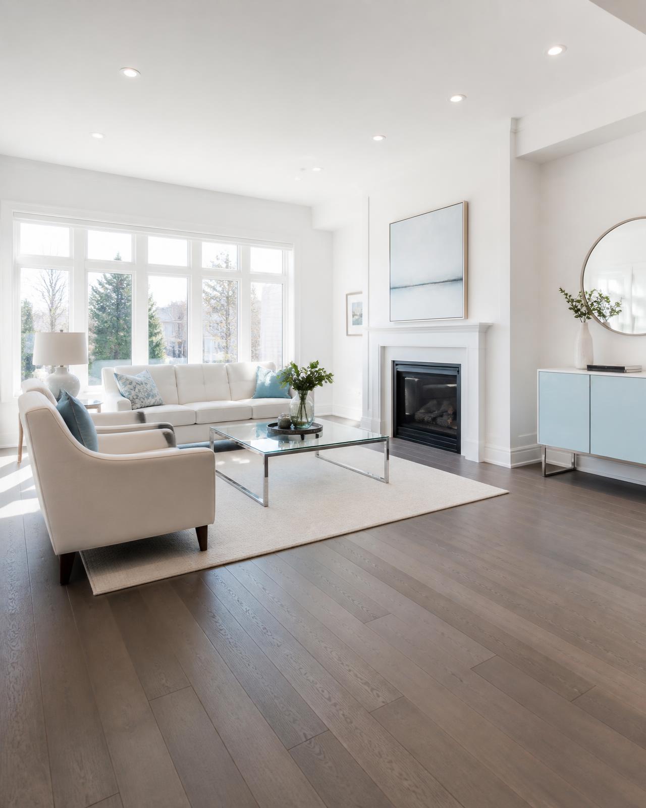 Bright, freshly cleaned living room in a Vaughan home