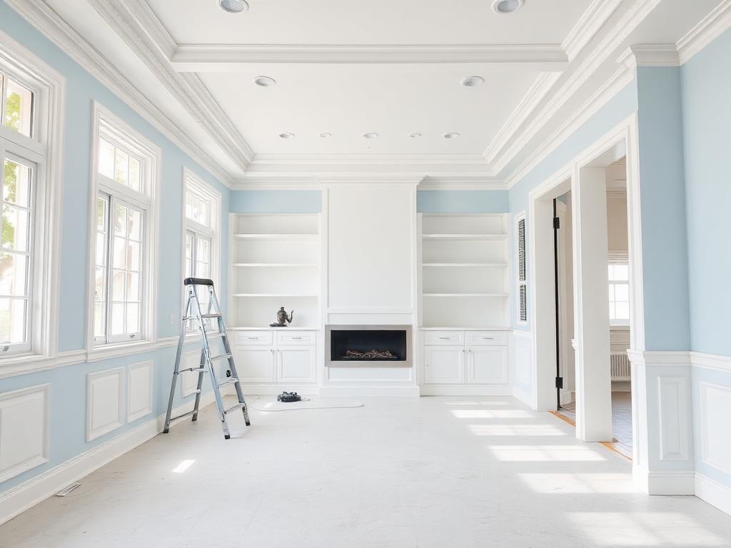 Newly renovated bright interior cleaned after construction work
